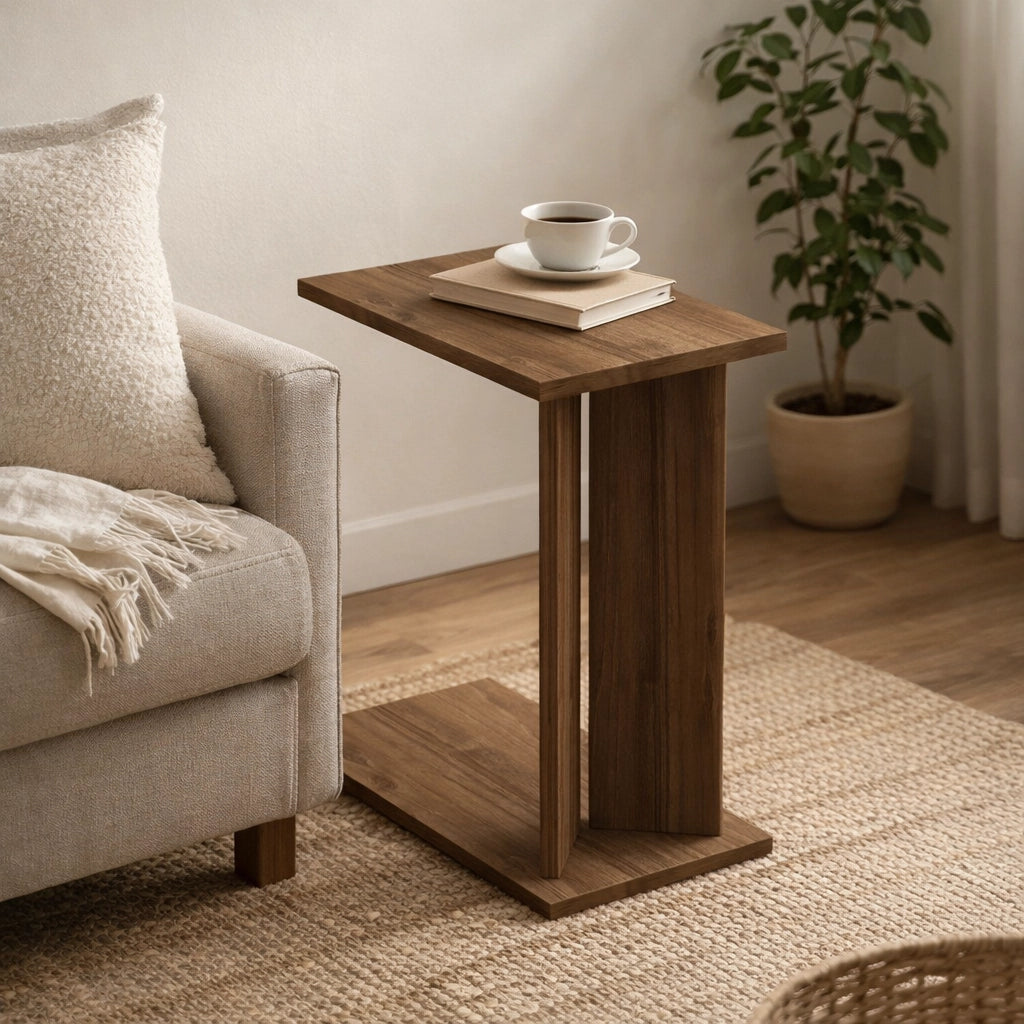 Ottone, Tavolino da Salotto Forma Rettangolare, 25x50x49h cm Marrone Noce