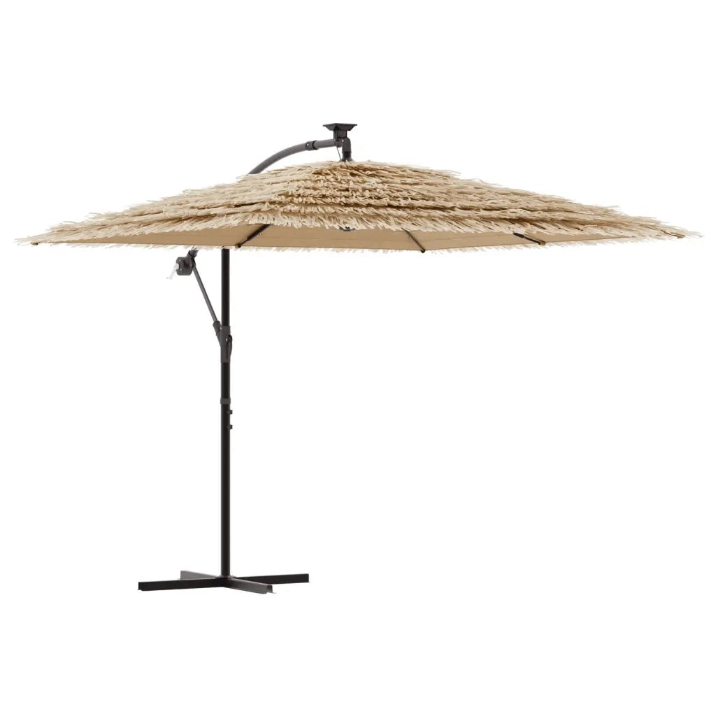 Ombrellone Giardino LED-Ombrello da Balcone e Palo in Acciaio Marrone 246x246x230cm