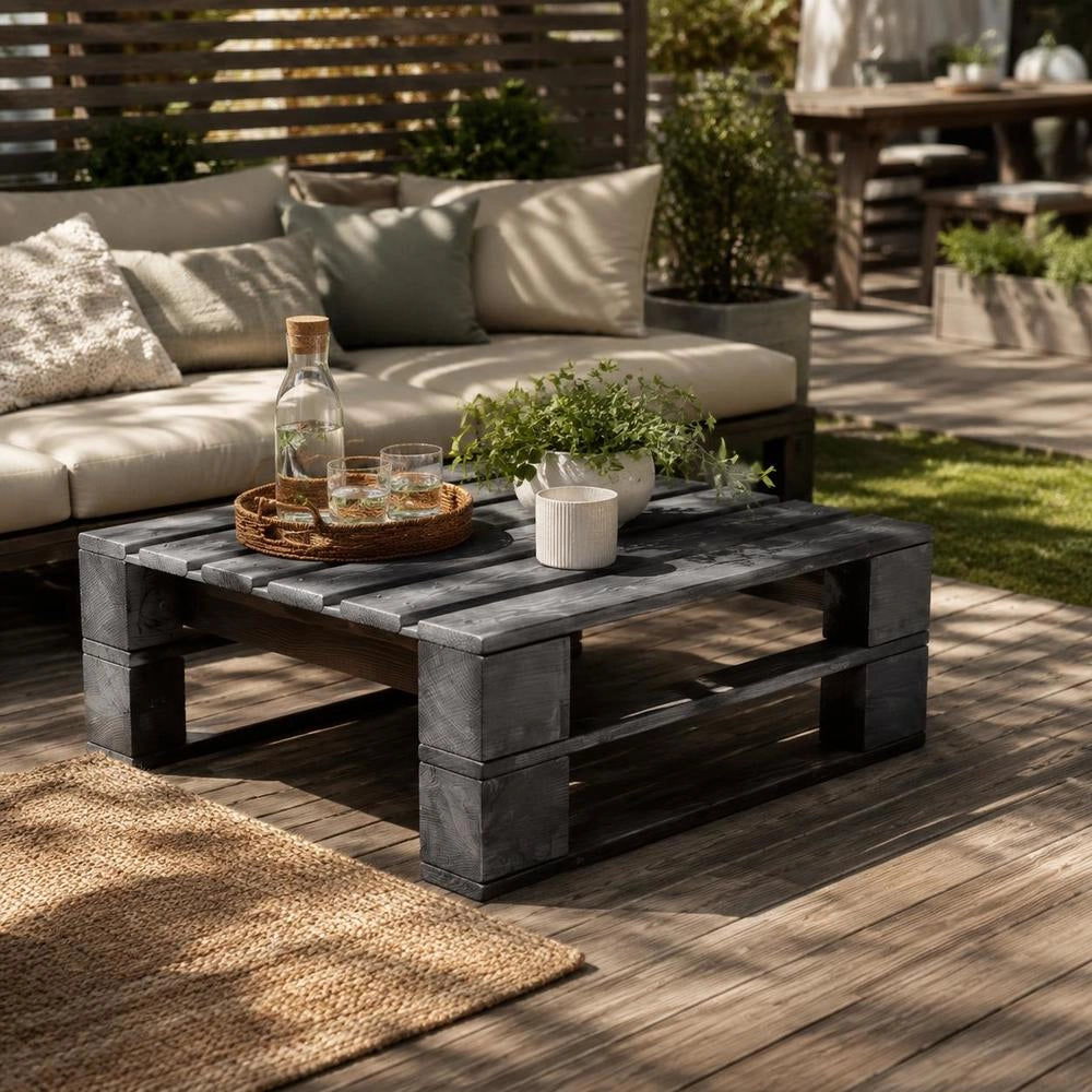 Outdoor Ottoman Pallet Wood Grey