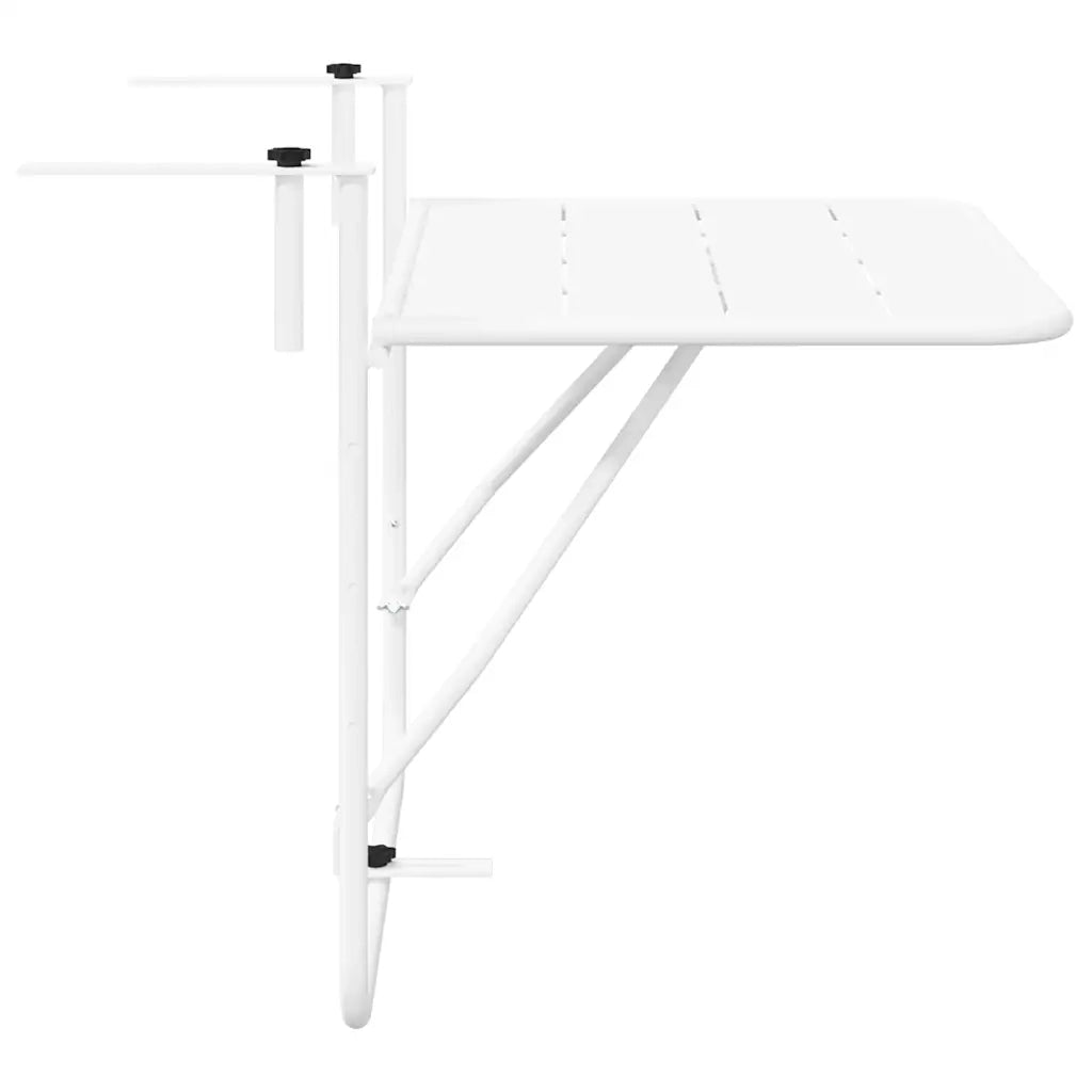 Tavolo Appeso da Balcone Bianco 60 x 39 x 65 cm Acciaio 42008074
