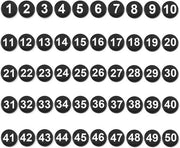 Pacchetto di 50 numeri magnetici, numeri rotondi piccoli da 2 cm, accentuazioni magnetici 1-50 cerchi, numeri magnetici per classe, lavagna, calendario, frigorifero, casa, scuola, ufficio (nero)