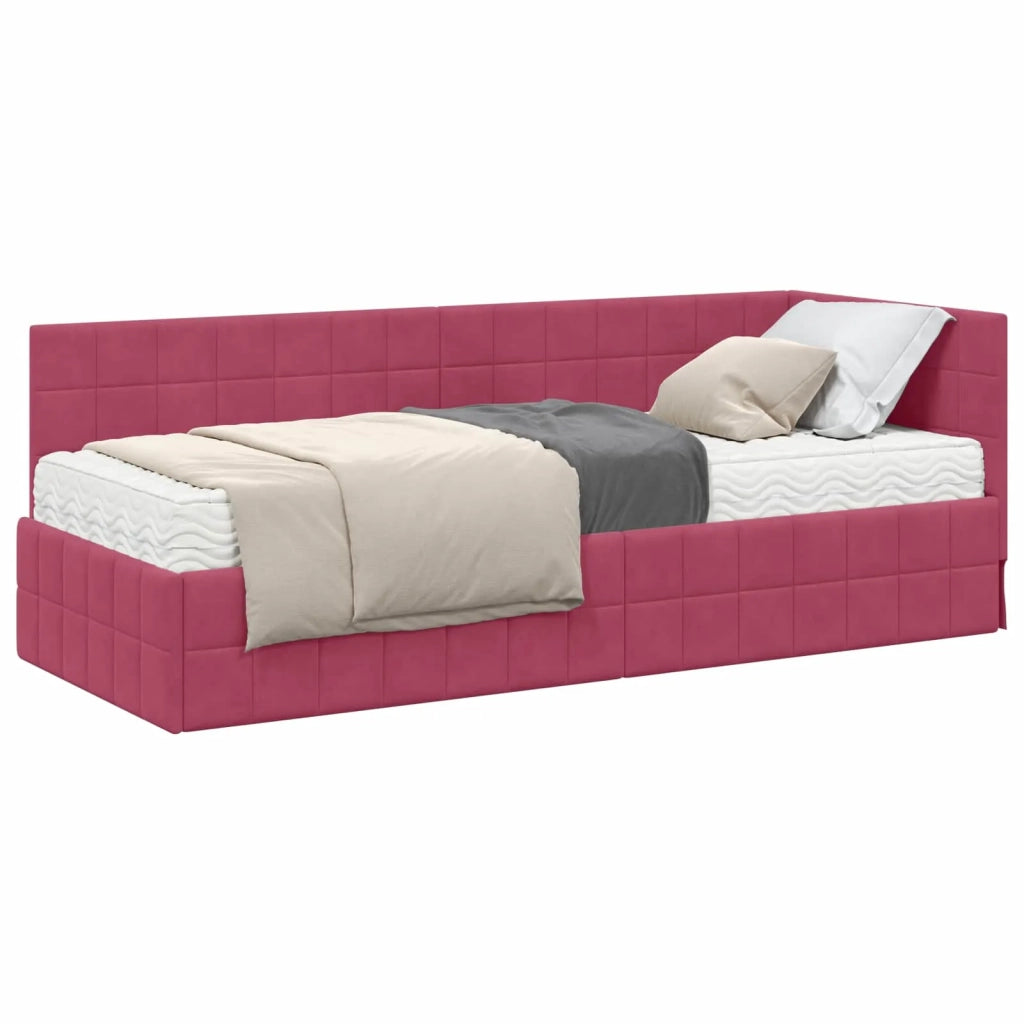 Struttura Letto Angolare con Materasso 2 pcs Verde Velluto 3393922