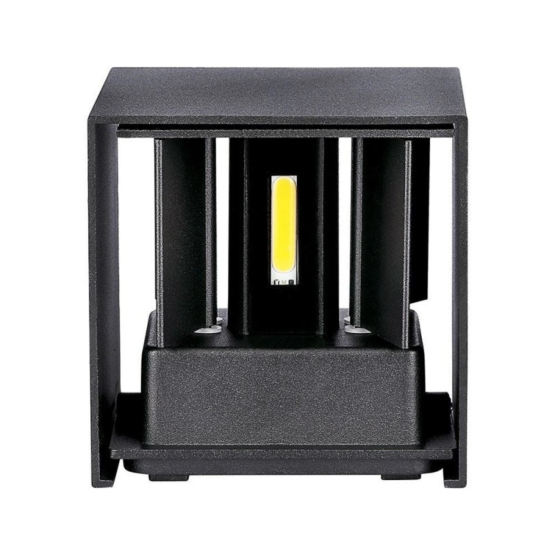 Lampada LED da Muro Quadrata Doppio LED COB 6W Colore Nero Satinato Fascio Luminoso Regolabile 4000K IP65