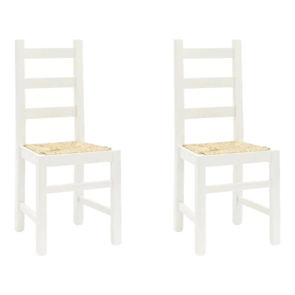 Set 2 sedie arte povera legno bianco seduta paglia 50x47x90 - Mobili 2G