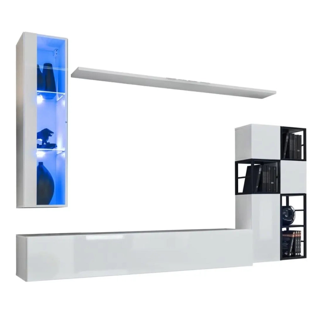 Set arredamento salotto stile industriale SWITCH M2 - Bianco - LED integrati - Design moderno