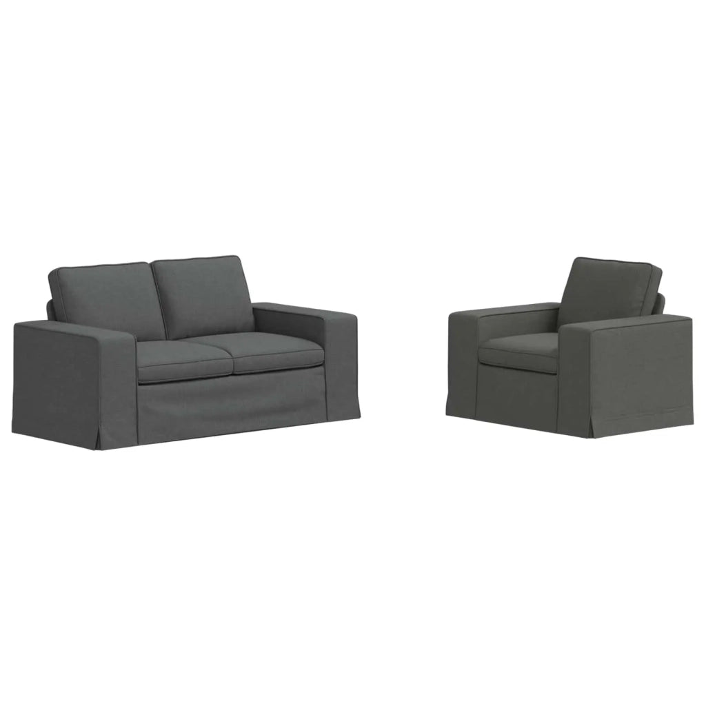 Set di divani 2 pcs Grigio scuro 162 x 80 x 82 cm Tessuto
