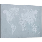 Stampa su Tela Mondo 120x90 cm in Legno di Pino Grigio e Bianco