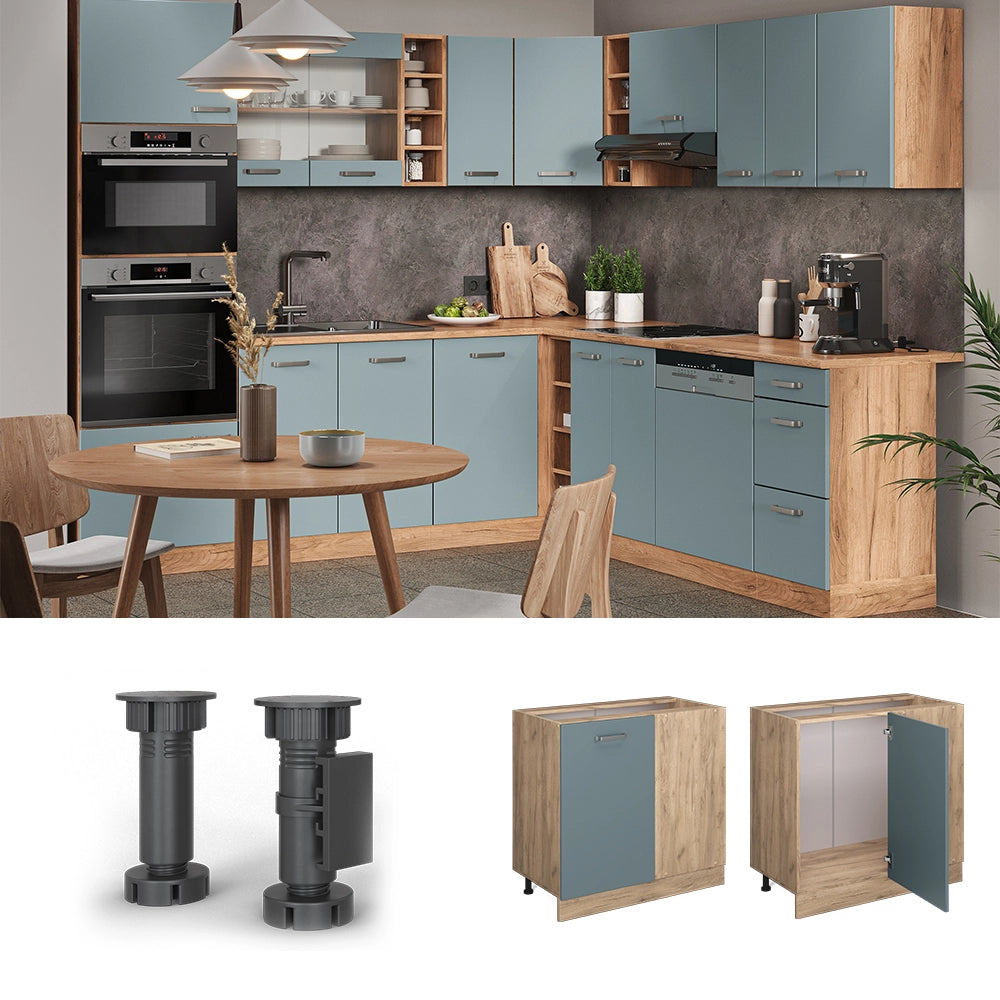 Vicco Mobile ad angolo cucina Grigio-blu 86 cm PL Marmo