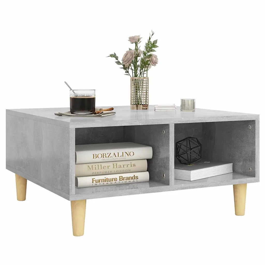 Tavolino da Salotto Grigio Cemento 60x60x30cm Legno Multistrato 805981