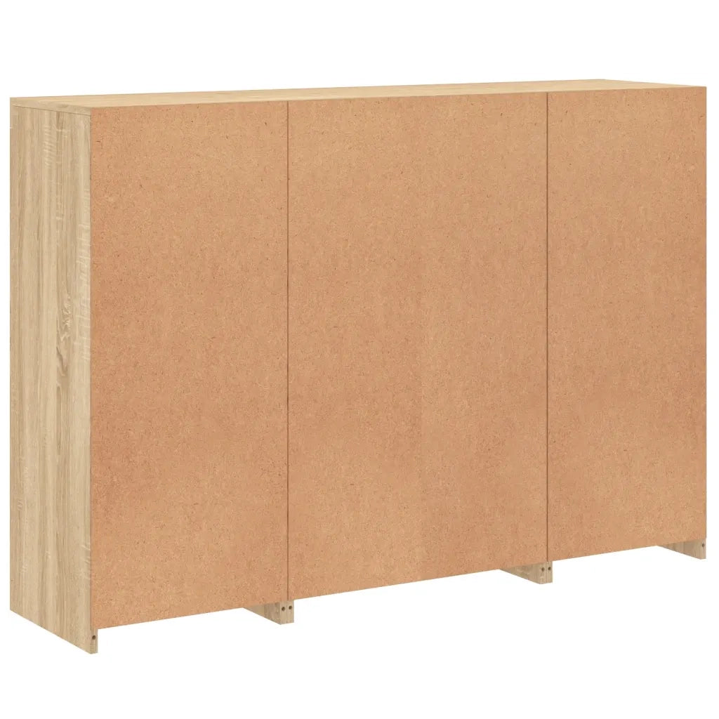Credenze con Luci LED 3 pz | Madia | Buffet da pranzo | Armadio da pranzo Rovere Sonoma in Legno Multistrato