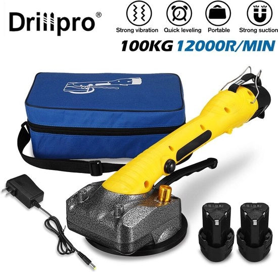 Zuignap elettrica per tegoli - Tegoli - Tegoli - Attrezzo per tegoli - Zuignap per tegoli - Porta tegoli potente - Porta vetro - 12000 giri/min - Con 2 batterie - giallo