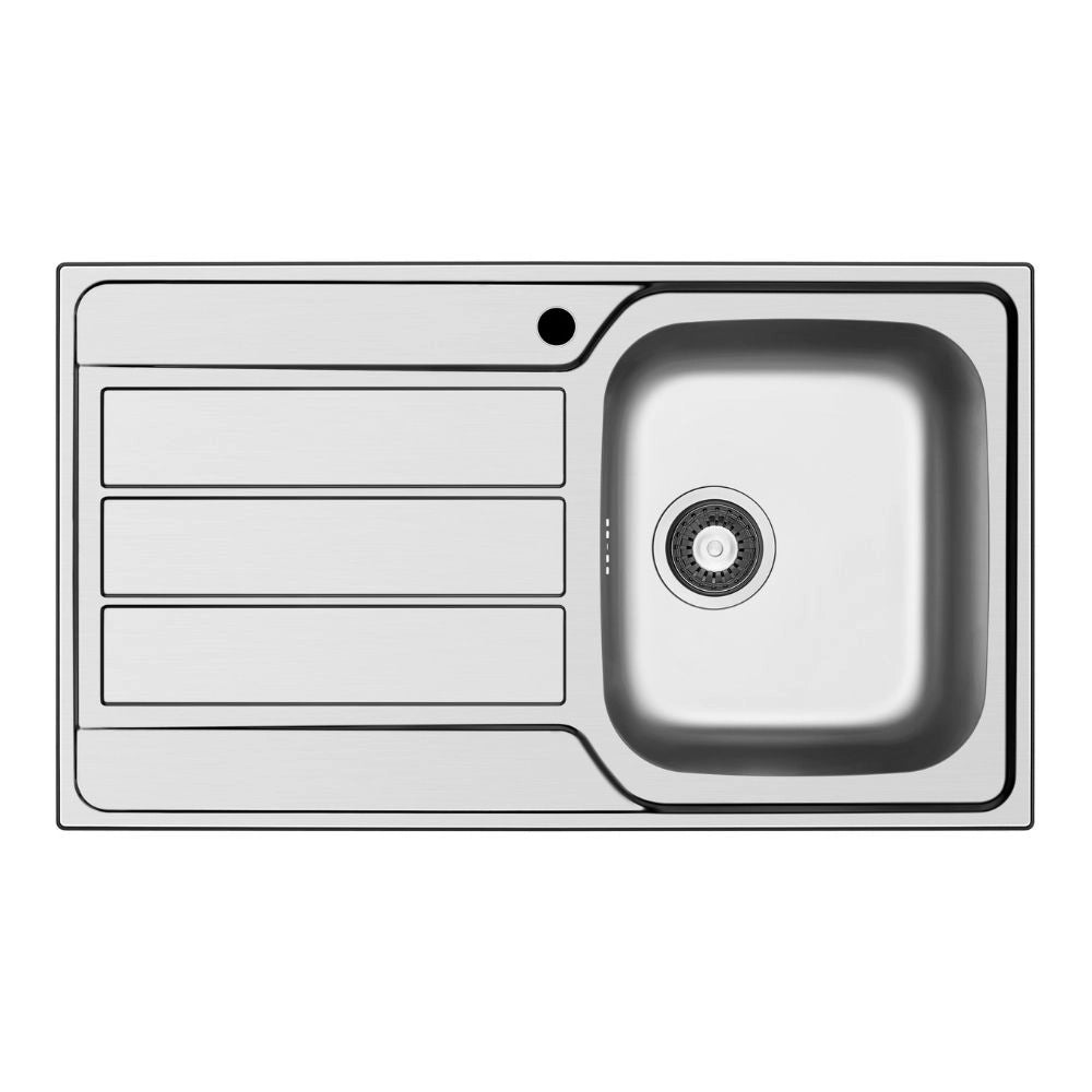 Lavello da incasso Tirreno861 in acciaio inox con vasca e gocciolatoio sinistro 86x50