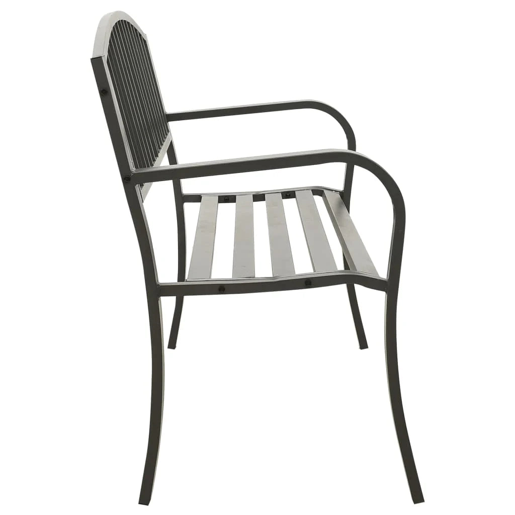 Panca da giardino arredo da esterno terrazza grigio 120 cm acciaio 02_0011729