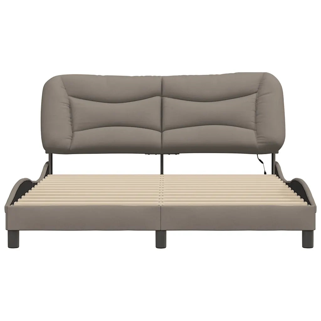 Giroletto con LED senza Materasso-Struttura Letto Hvar Tortora 160x200 cm in Tessuto
