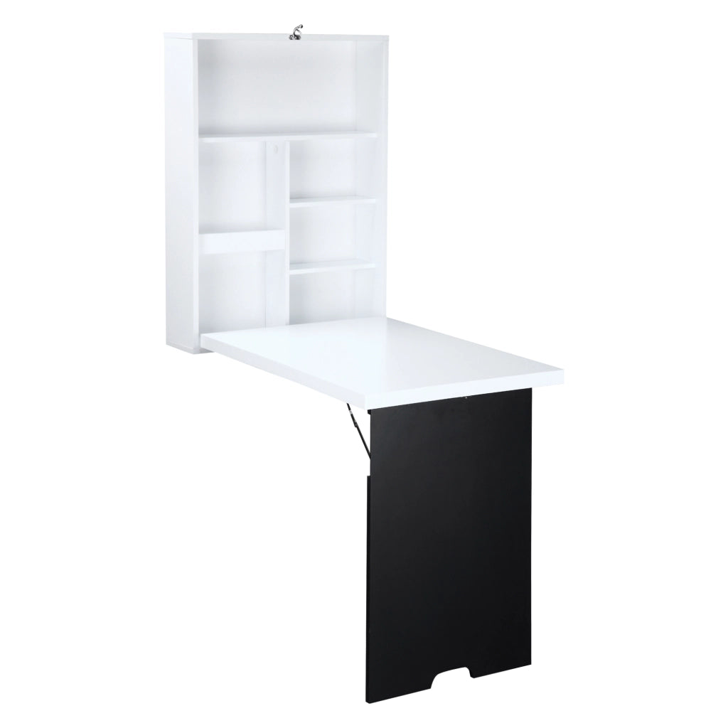Tavolo Scrivania Pieghevole a Muro con Lavagna, 60x94.5x147cm, Bianco e Nero