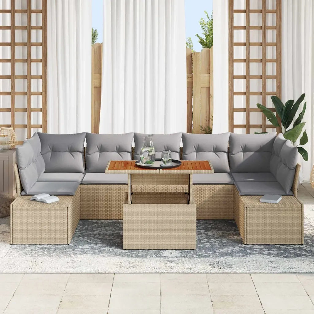 Set Divano da Giardino 8 pcs Beige Poly Rattan 3358667