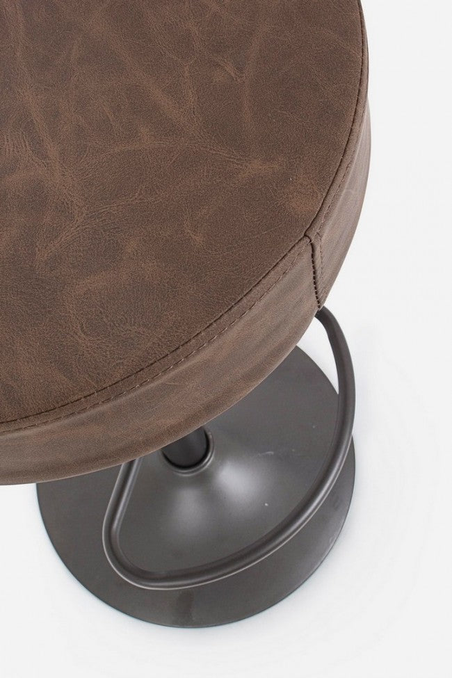 Set 2 Sgabelli Regolabile 35x35x64/85 cm Piper in Ecopelle Marrone Vintage