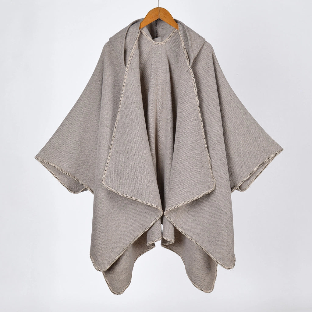Nuovo scialle diviso con cappuccio in tinta unita, mantella/scialle alla moda e caldo per donna.