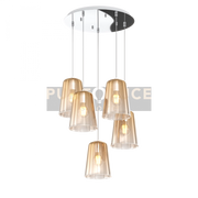 SOSPENSIONE CROMO TONDA 5 LUCI AMBRA 1164CR-S5 T-AM