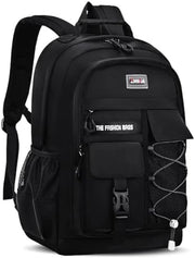 Zaino per ragazzi e adolescenti, grande zaino per scuola e liceo, impermeabile, con tasca per laptop da 15,6 pollici, design casual, 29 litri, nero