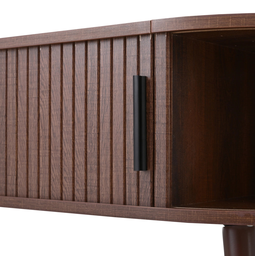 Tavolino da salotto 120x50x39.5 cm regolabile in altezza con vano nascosto in MDF noce