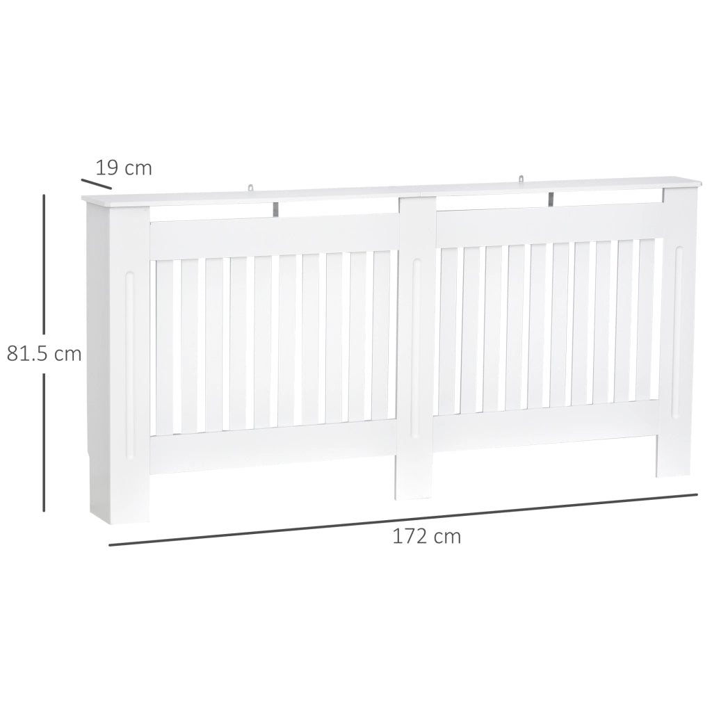 Easycomfort Copritermosifone a Doghe in MDF per Casa e Ufficio, 172x19x81 cm, Bianco