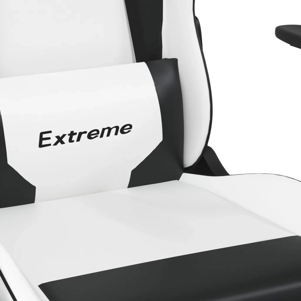 Sedia da Gaming con Poggiapiedi Bianco e Nero in Similpelle cod mxl 58417