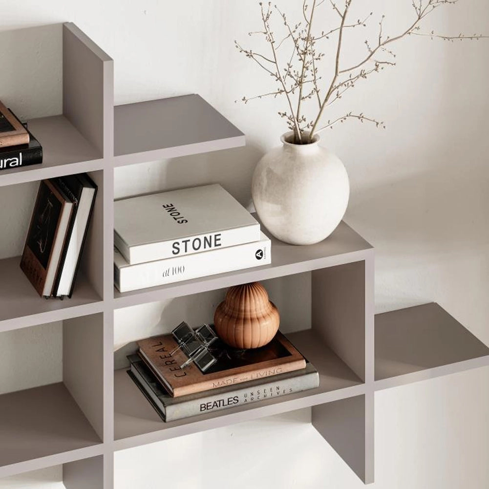 Mensola Libreria 3 Ripiani Geometrica Salvaspazio 150x82x22 cm Grigio Chiaro