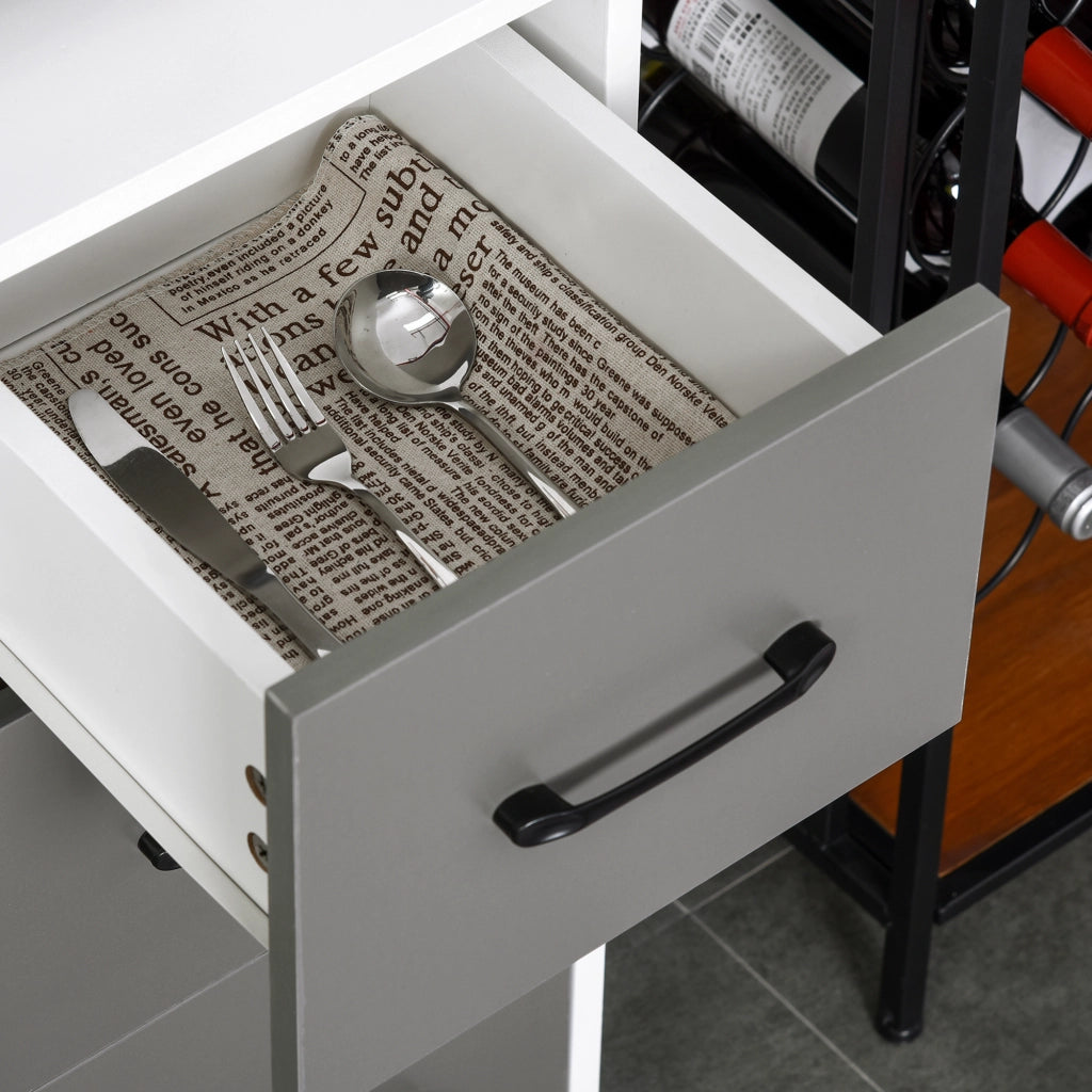 Armadio da cucina con 3 cassetti e ripiano ¨C zephmum ¨C grigio e bianco 60x40x160 cm