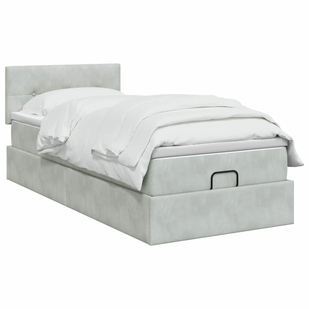 Letto Ottomano con Materasso e LED Grigio Chiaro 80 x 200 cm 3457101