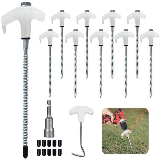 Tentini in acciaio 10 pezzi - Tentharing con viti - Stabilizzatori per tenda - Flessibili e facili da utilizzare - Colore arancione chiaro - Robusti e stabili