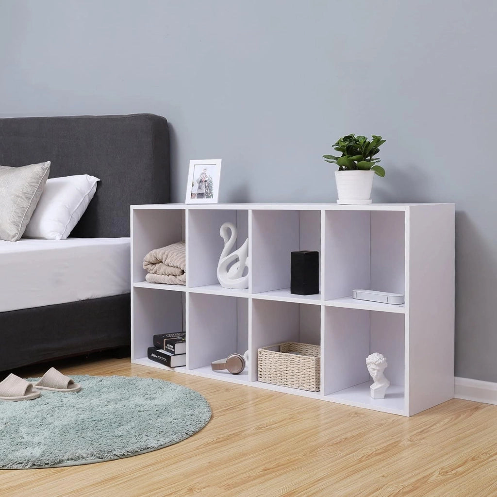 VASAGLE Libreria a 8 Cubi, Scaffale Espositore per Decorazioni, Souvenir, Piante, per Studio, Ufficio, Soggiorno, 30 x 65,5 x 129,5 cm, Bianco LBC24WT