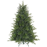 Albero di Natale 150 cm in Plastica Verde con Base in Metallo e 1309 Rami Ignifughi