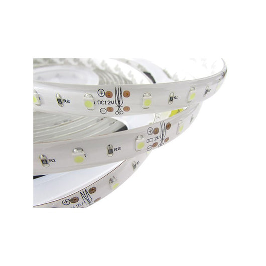 24V Bobina Striscia LED 5 Metri 300 SMD 3528 Bianco Freddo Tagliabile IP65 Biadesivo per Camion Barca