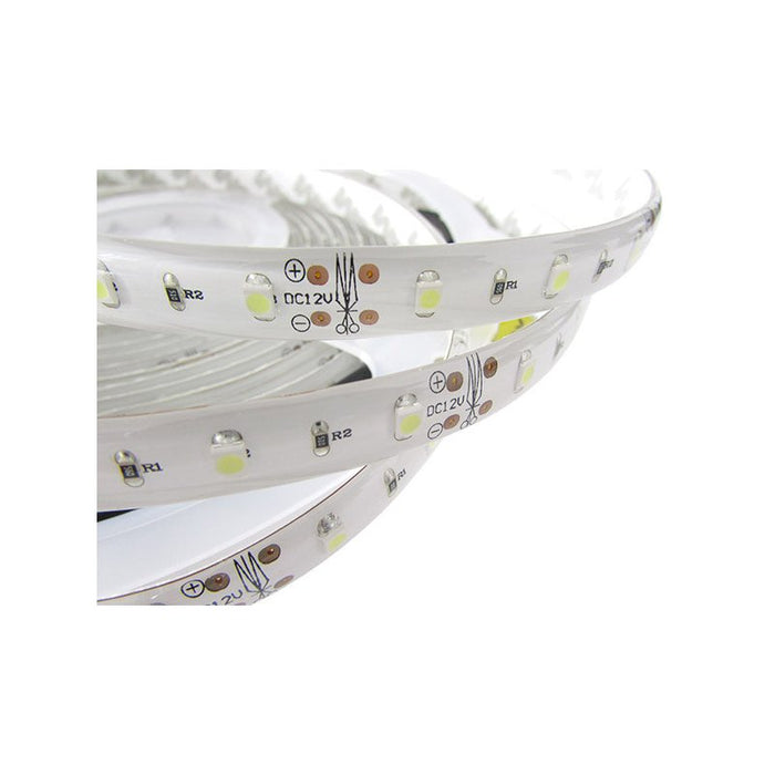 24V Bobina Striscia LED 5 Metri 300 SMD 3528 Bianco Freddo Tagliabile IP65 Biadesivo per Camion Barca