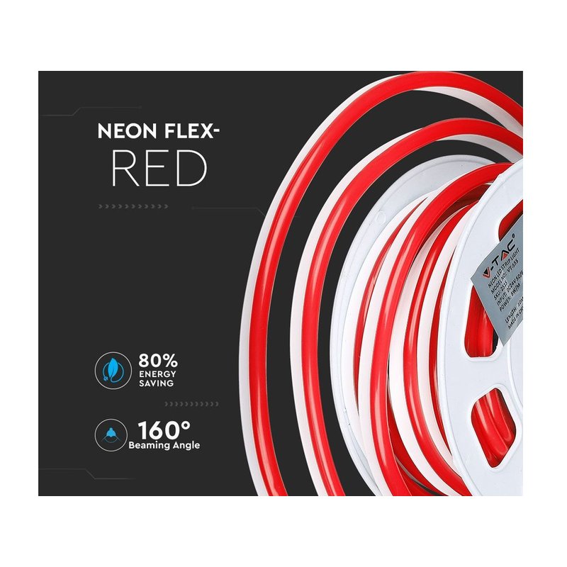 24V Bobina Led Neon Flex Colore Rosso Red 10 Metri IP65 8W/M SKU-2516