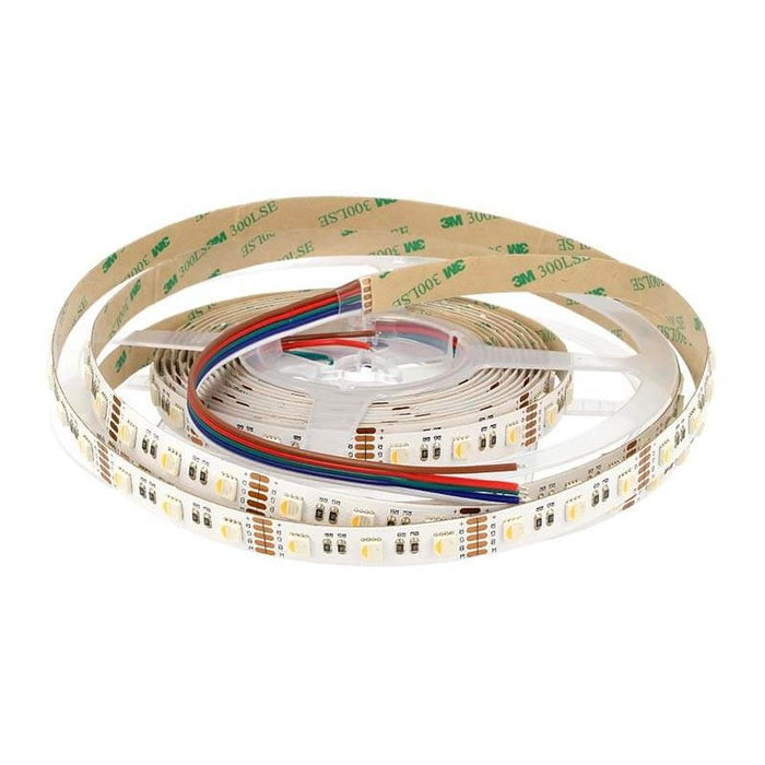 24V Bobina Striscia Led RGBW Caldo RGB+WW 20W/M 300 Smd 5 Metri Larghezza 12mm