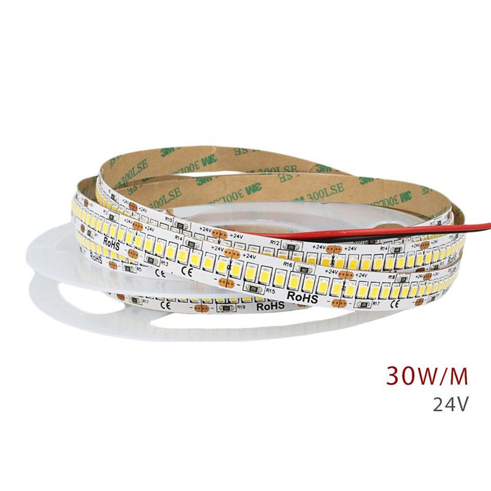 24V Bobina Striscia LED 30W/M 140LM/W 4200LM/M Bianco Caldo 3000K 1200 SMD 2835 5 Metri