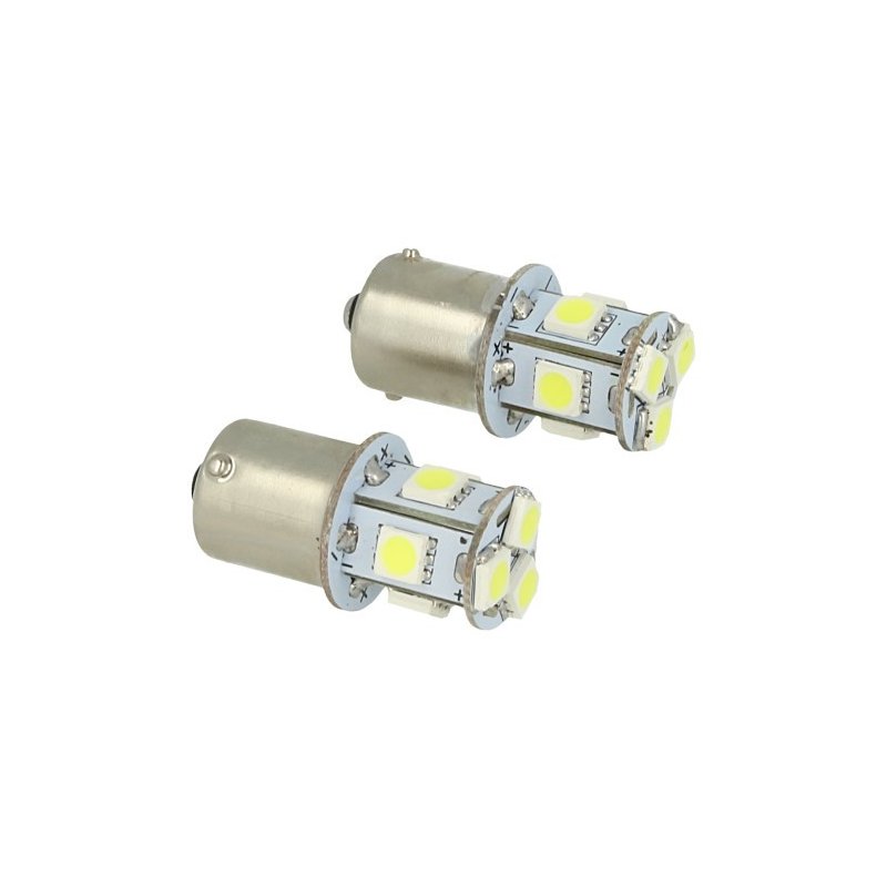 Lampada LED Canbus 24V BA15S G18,5 R5W Bianco 8 SMD 5050 Camion Bus Barca