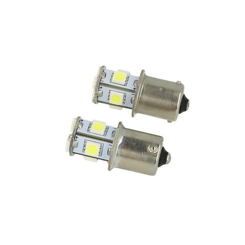 2 Lampade LED Canbus BA15S G18,5 R5W Verde 24V 8 SMD 5050 Piedi Dritti Camion Bus Barca