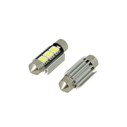 24V Lampada LED Siluro Canbus T11 C5W 36mm 3 SMD 5050 Bianco con Dissipatore Alluminio per Camion Bus Barca