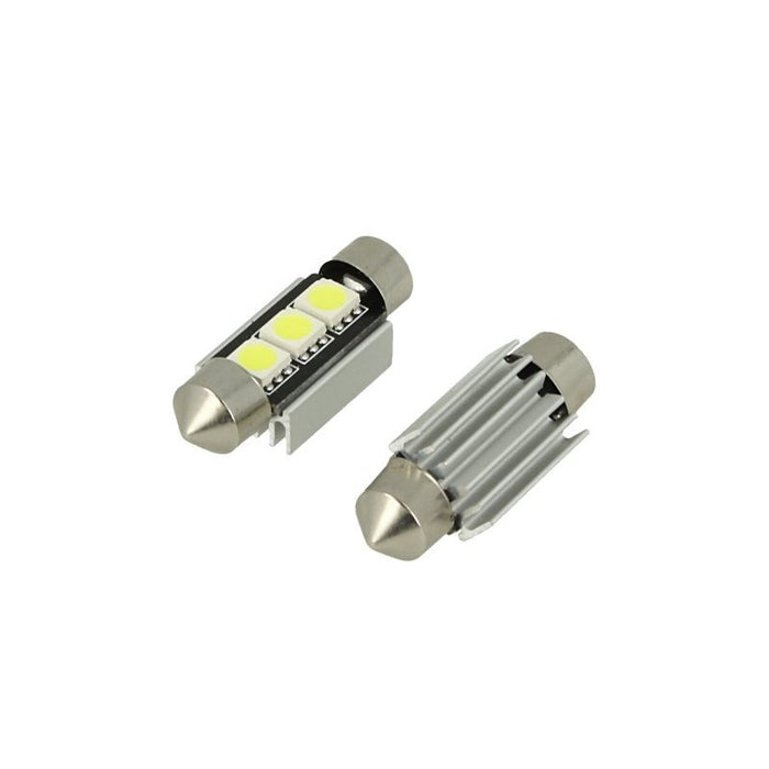 24V Lampada LED Siluro Canbus T11 C5W 36mm 3 SMD 5050 Bianco con Dissipatore Alluminio per Camion Bus Barca