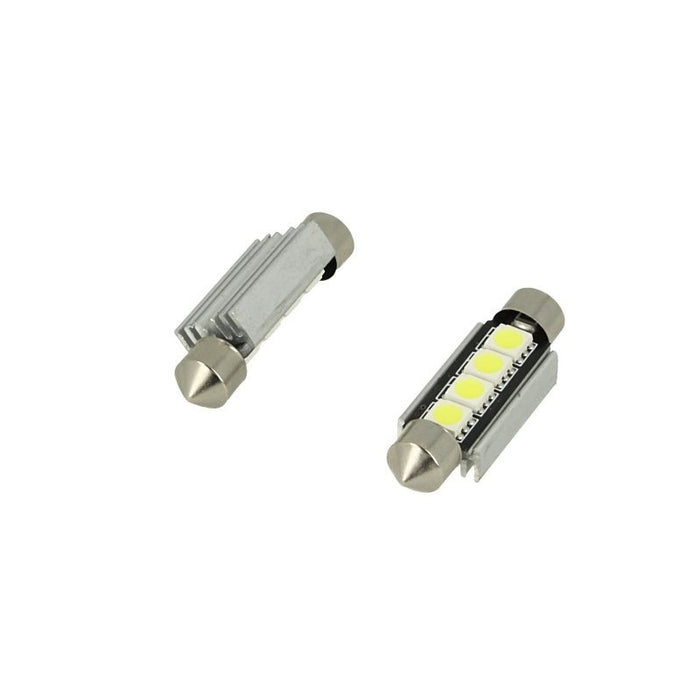 24V Lampada LED Siluro Canbus T11 C5W 42mm 4 SMD 5050 Giallo Arancione con Dissipatore Alluminio per Camion Bus Barca