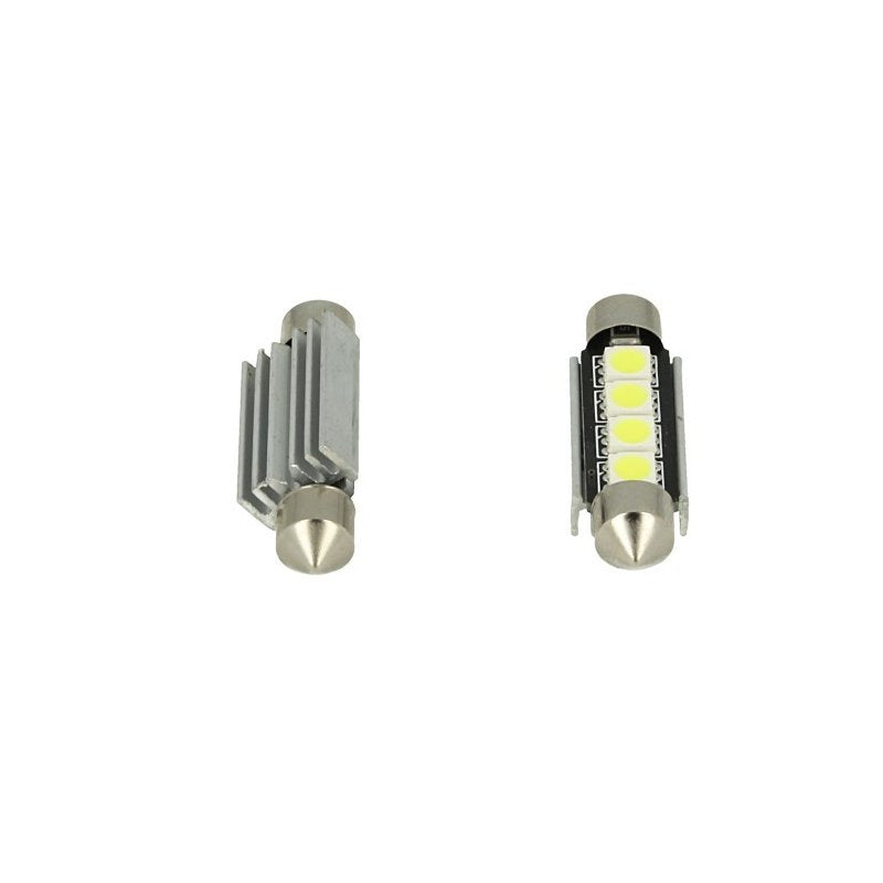 24V Lampada LED Siluro Canbus T11 C5W 42mm 4 SMD 5050 Rosso con Dissipatore Alluminio per Camion Bus Barca