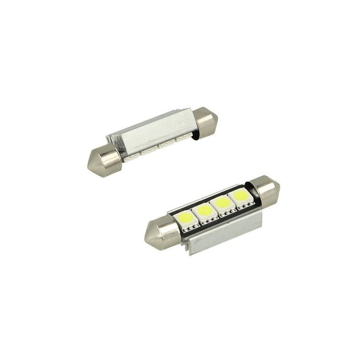 24V Lampada LED Siluro Canbus T11 C5W 42mm 4 SMD 5050 Rosso con Dissipatore Alluminio per Camion Bus Barca