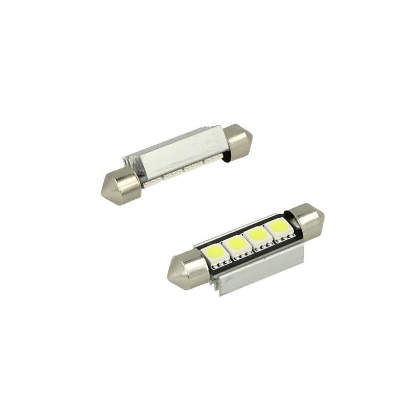 24V Lampada LED Siluro Canbus T11 C5W 42mm 4 SMD 5050 Rosso con Dissipatore Alluminio per Camion Bus Barca