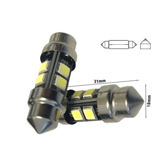 24V Lampada LED Siluro T11 C5W 31mm 8 SMD 2835 No Polarità 360° Bianco Freddo Durata Garantita