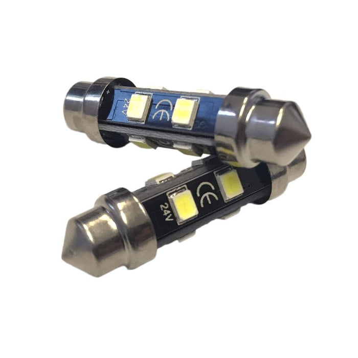 24V Lampada LED Siluro T11 C5W 39mm 8 SMD 2835 No Polarità 360° Bianco Freddo Durata Garantita