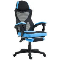 Sedia da ufficio sedia da gioco altezza regolabile schienale ruote tessuto a maglia 58 x 63 x 112-122 cm blu nero