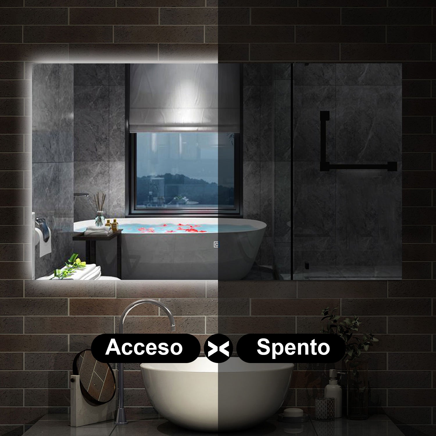 120 x 70 cm,AICA Specchio da Bagno LED con Luce, memoria, antiappannamento,CRI>90,autospegnimento,interruttore touch